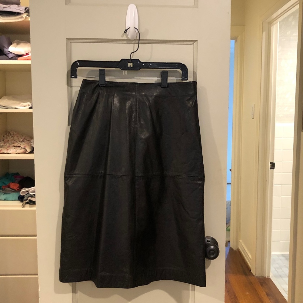 NWT Black Leather Skirt: Lined - Ann Taylor